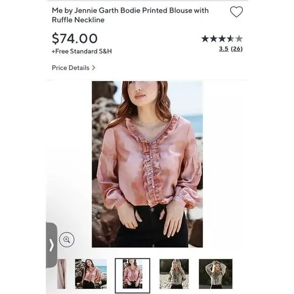 Me Jennie Garth Ruffle Neckline-Shell Pink Peasant Blouse Sz M Romantic Boho - Picture 2 of 11